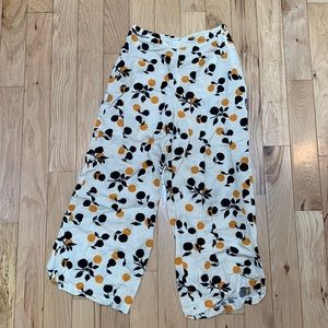 Cropped linen printed pants